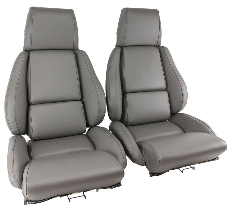 468479 OE Style 100-percent Leather Standard Seat Covers W/O Perforated Inserts, 1988-1988 Chevy Corvette, Gray
