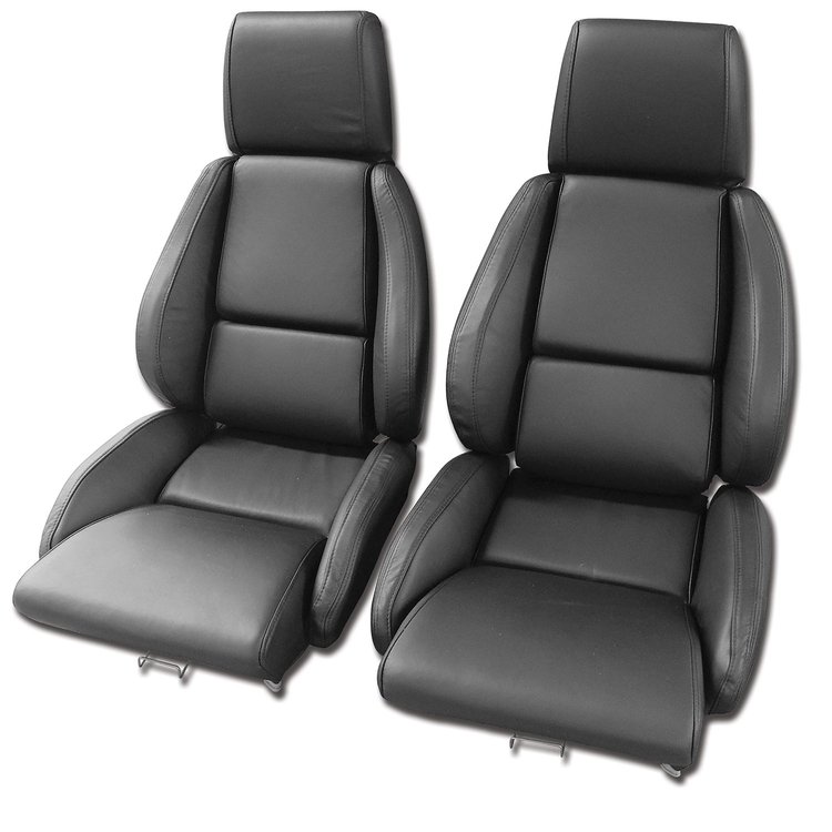 468520 Mounted Leather Seat Covers, 1984-1988 Chevy Corvette, Black, Standard No-Perforations