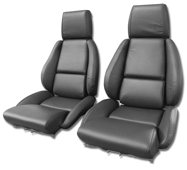 468522 Mounted Leather Seat Covers, 1984-1987 Chevy Corvette, Graphite Standard No-Perforations