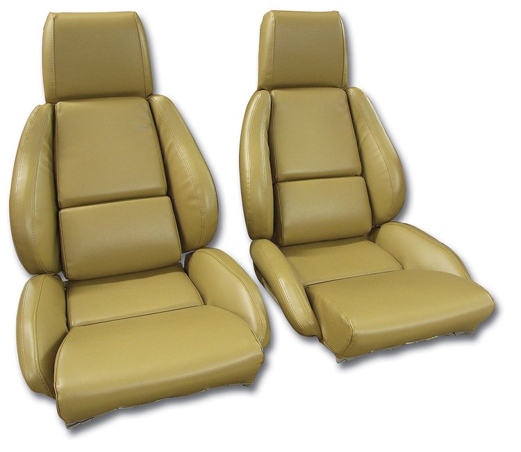 468772 OE Style Leather-Like Standard Seat Covers W/O Perforated Inserts, 1984-1987 Chevy Corvette, Saddle