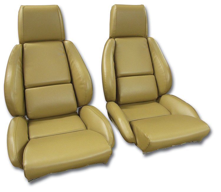 468872 Mounted Leather-Like Vinyl Seat Covers, 1984-1987 Chevy Corvette, Saddle Standard No-Perforations