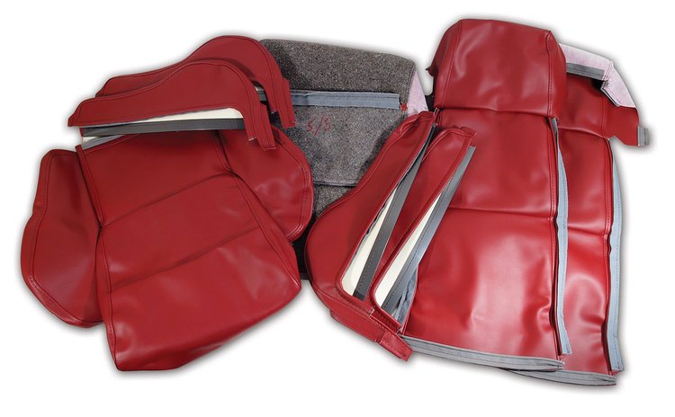 468927 OE Style Leather-Like Sport Seat Covers W/O Perforated Inserts, 1984-1985 Chevy Corvette, Red