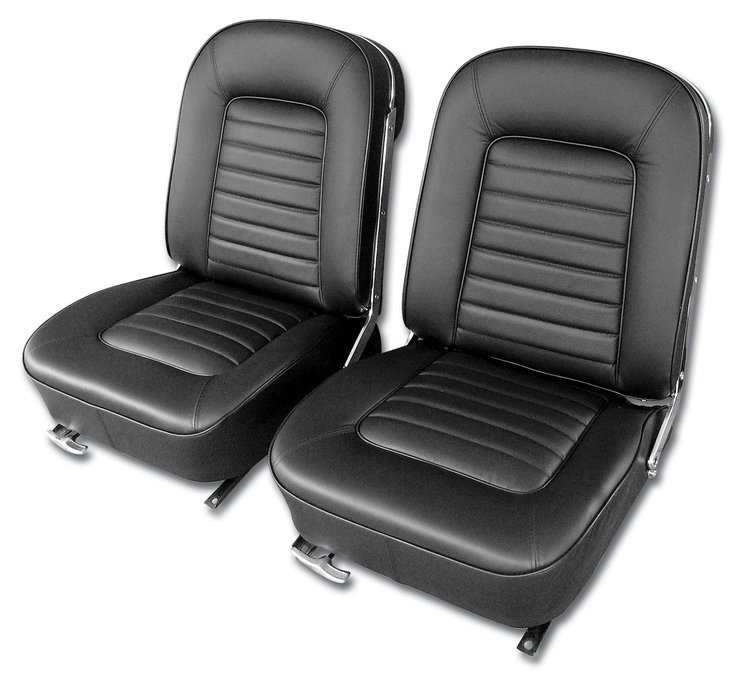 480320 Driver Leather Seat Covers, 1966-1966 Chevy Corvette, Black
