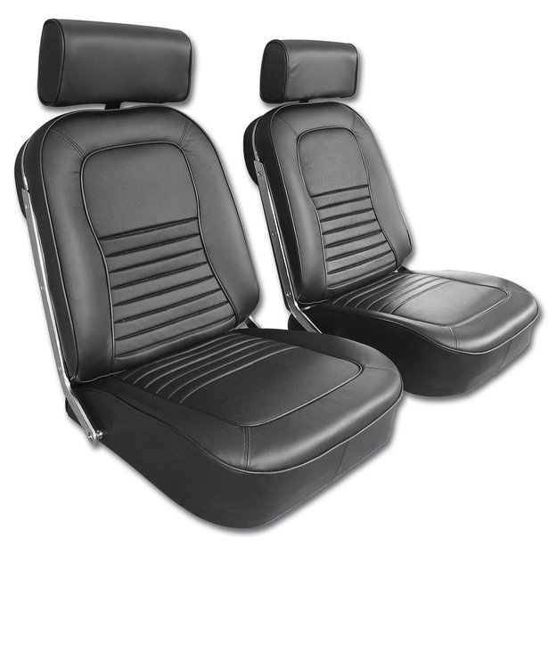 480420 Driver Leather Seat Covers, 1967-1967 Chevy Corvette, Black