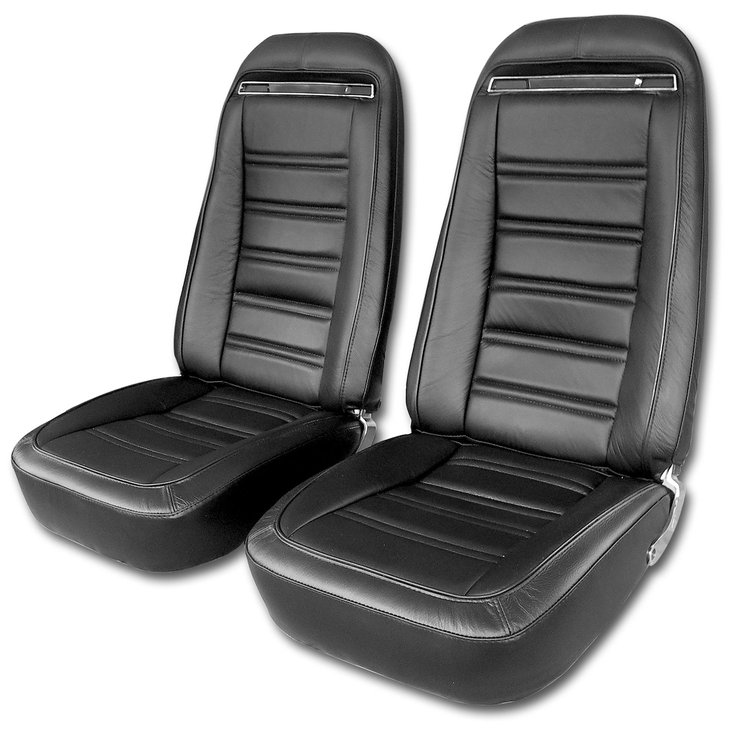 480820 Driver Leather Seat Covers, 1972-1972 Chevy Corvette, Black, Leather/Vinyl