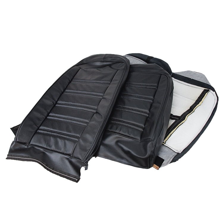 480920 Driver Leather Seat Covers, 1973-1974 Chevy Corvette, Black, Leather/Vinyl