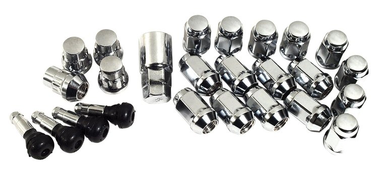 48174 Chrome Wheel Lug Nuts, 1984-1996 Chevy Corvette, Locks, & Valve Stems Kit