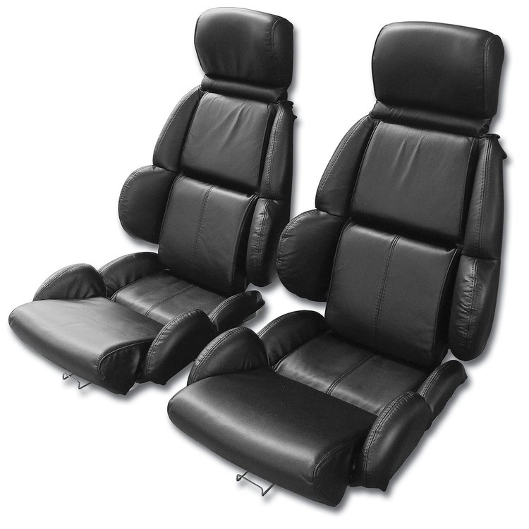 482420 Mounted Driver Leather Seat Covers, 1989-1992 Chevy Corvette, Black, Standard
