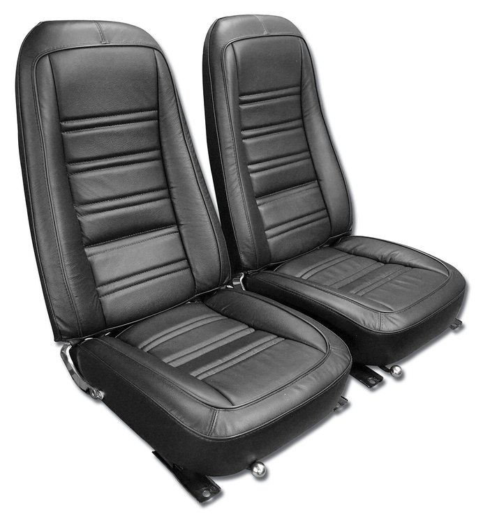 484720M Mounted Seats, 1976-1978 Chevy Corvette, Driver Black 100-percent Leather