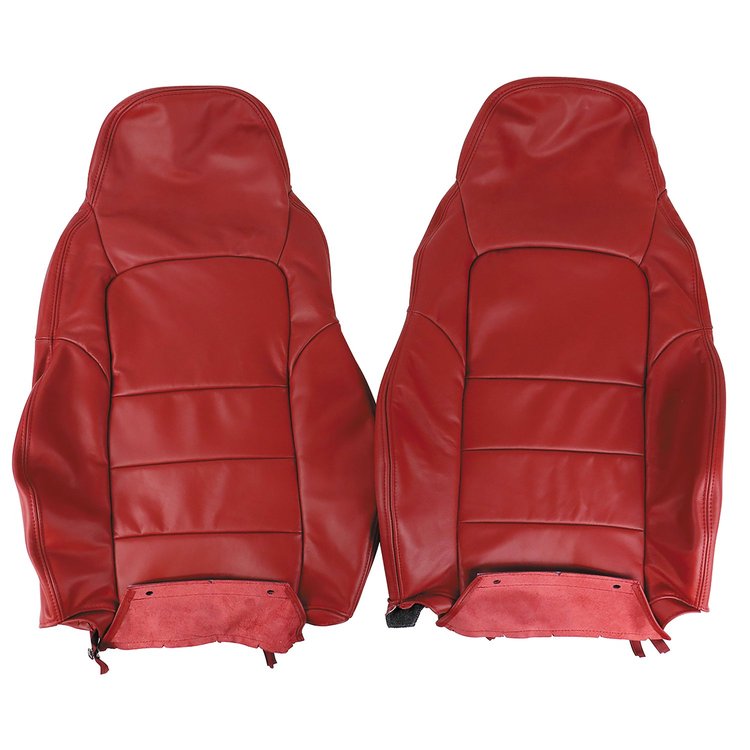 485897 100-percent Leather Standard Seat Covers, 2005-2011 Chevy Corvette, Red