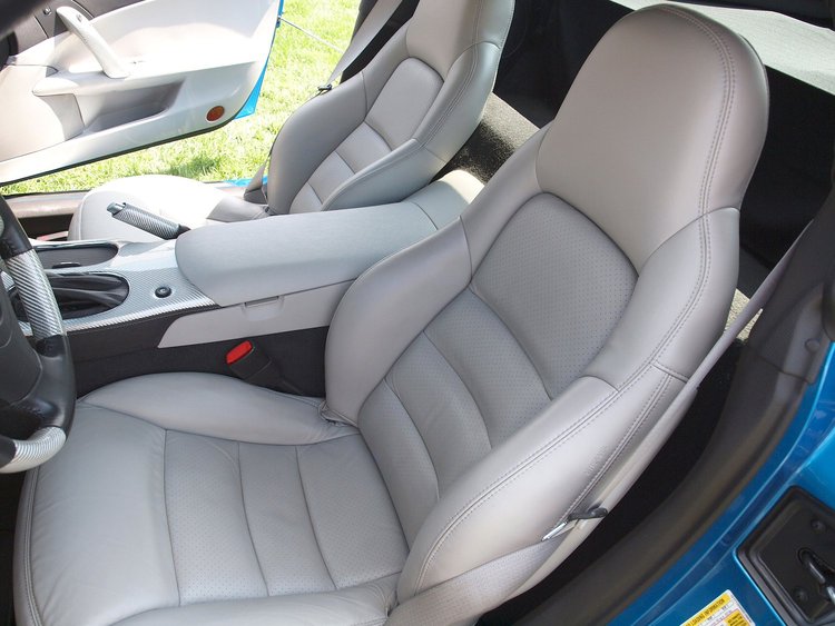 486199 100-percent Leather Sport Seat Covers, 2006-2011 Chevy Corvette, Light Titanium