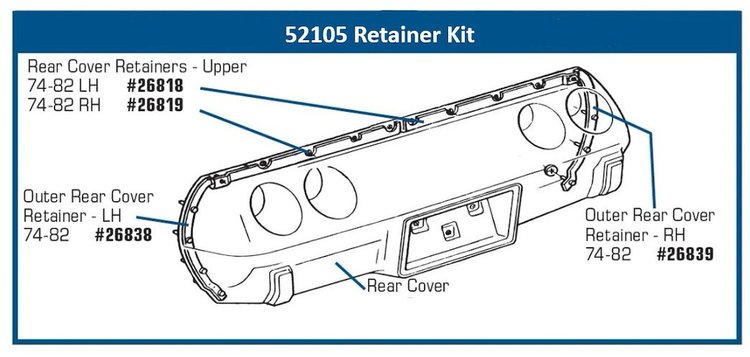 52105 Rear Bumper Retainer Set, 1974-1979 Chevy Corvette, 4 Piece