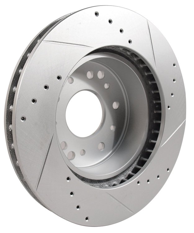 52417 Rear Slotted & Drilled Brake Rotor, 1965-1982 Chevy Corvette, Left Hand