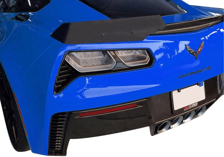 72950 HYDRO CARBON FIBER WICKER BILL WINGS W/DARK CENTER & BLACK BOLTS, 2014-2019 Chevy Corvette, GLOSS FINISH
