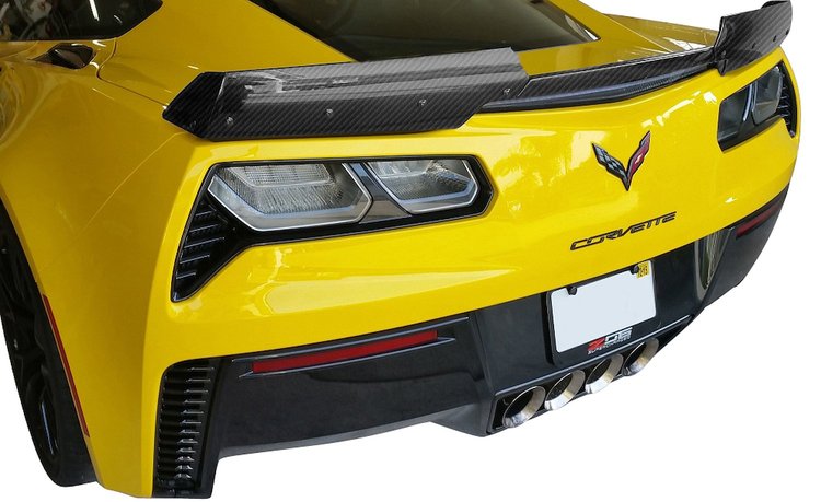 72997 HYDRO CARBON STAGE 2 WICKER BILL SPOILER w/WINGLETS, 2014-2019 Chevy Corvette, MATTE FINISH