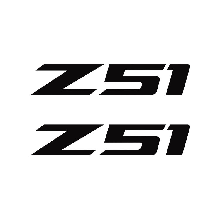 75122 Z51 Fender Vent Decals, 2005-2019 Chevy Corvette, Pair, Gloss Black Z/Gloss Black 51, Medium
