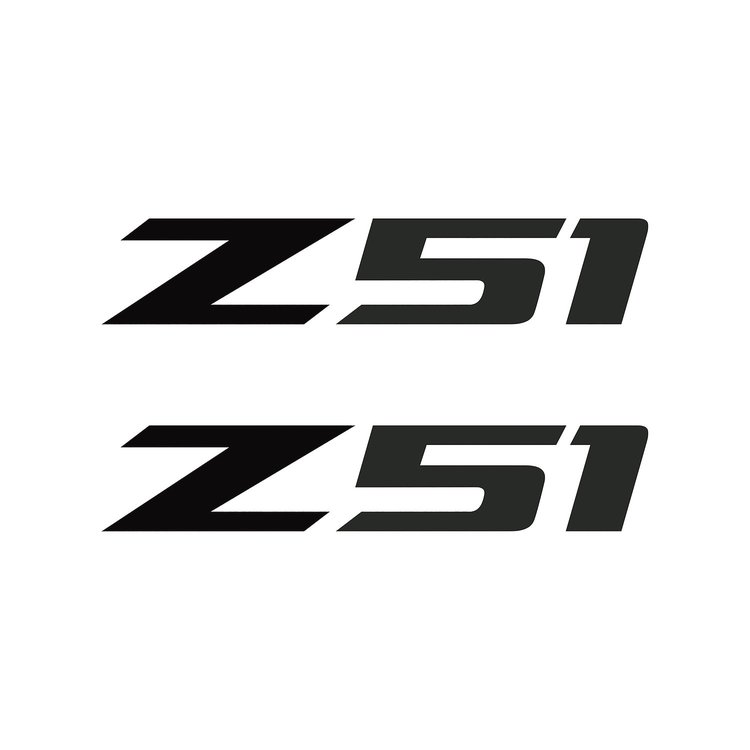 75129 Z51 Fender Vent Decals, 2005-2019 Chevy Corvette, Pair, Gloss Black Z/Matte Dark Gray 51, Small