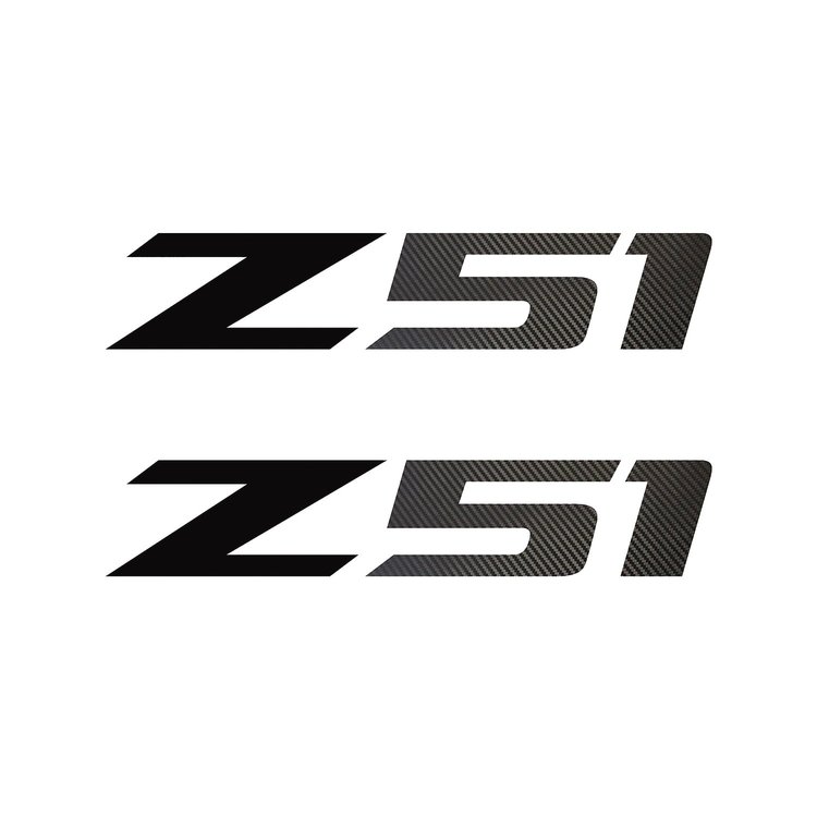 75142 Z51 Fender Vent Decals, 2005-2019 Chevy Corvette, Pair, Gloss Black Z/Black Gloss Carbon Fiber 51, SM