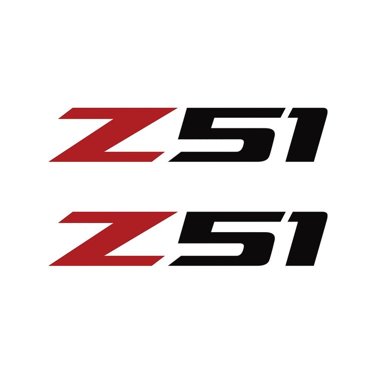 75145 Z51 Fender Vent Decals, 2005-2019 Chevy Corvette, Pair, Gloss Red Z/Gloss Black 51, Medium
