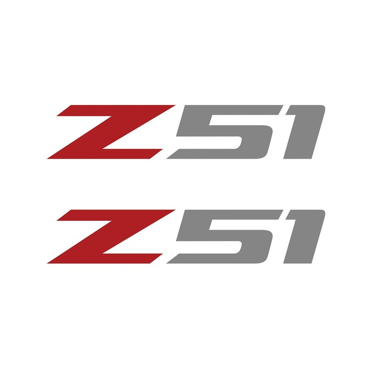 75165 Z51 Fender Vent Decals, 2005-2019 Chevy Corvette, Pair, Gloss Red Z/Matte Gray 51, Medium