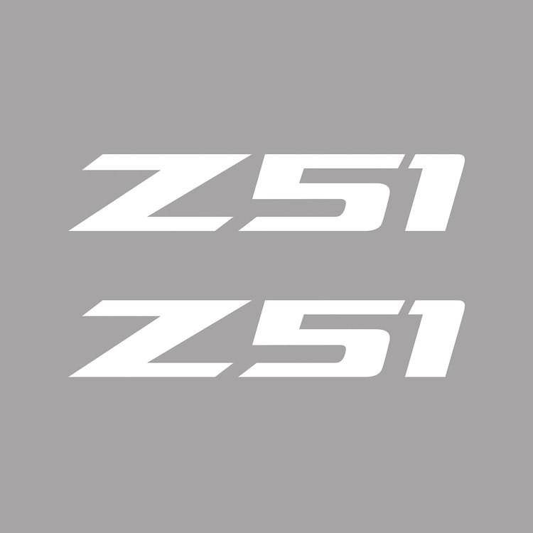 75170 Z51 Fender Vent Decals, 2005-2019 Chevy Corvette, Pair, Gloss White Z/Gloss White 51, Medium