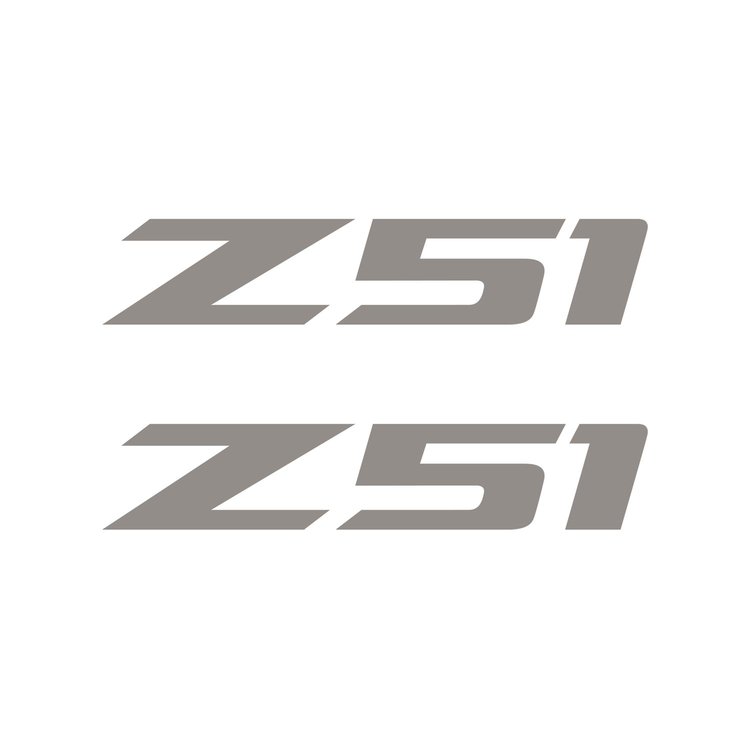 75175 Z51 Fender Vent Decals, 2005-2019 Chevy Corvette, Pair, Gloss Silver Z/Gloss Silver 51, Small
