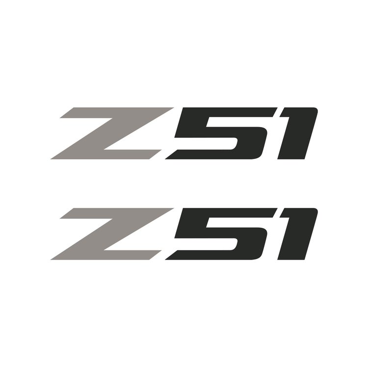 75176 Z51 Fender Vent Decals, 2005-2019 Chevy Corvette, Pair, Gloss Silver Z/Matte Dark Gray 51, Medium