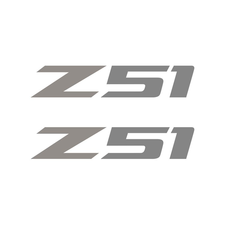 75178 Z51 Fender Vent Decals, 2005-2019 Chevy Corvette, Pair, Gloss Silver Z/Matte Gray 51, Medium