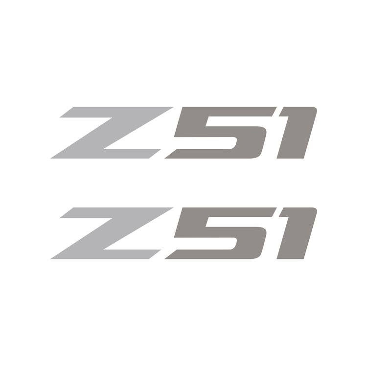 75181 Z51 Fender Vent Decals, 2005-2019 Chevy Corvette, Pair, Gloss Gray Z/Gloss Silver 51, Small