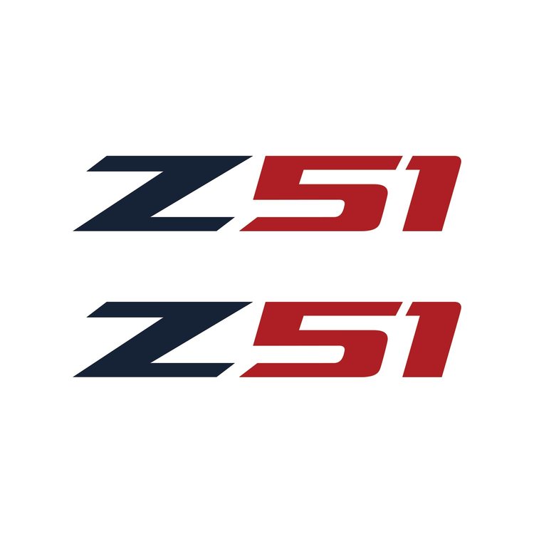 75187 Z51 Fender Vent Decals, 2005-2019 Chevy Corvette, Pair, Gloss Blue Z/Gloss Red 51, Small