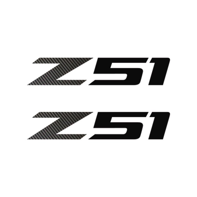 75218 Z51 Fender Vent Decals, 2005-2019 Chevy Corvette, Pair -Black Carbon Fiber Z/Gloss Black 51, Small