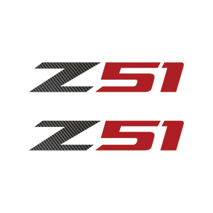 75219 Z51 Fender Vent Decals, 2005-2019 Chevy Corvette, Pair -Black Gloss Carbon Fiber Z/Gloss Red 51, Large