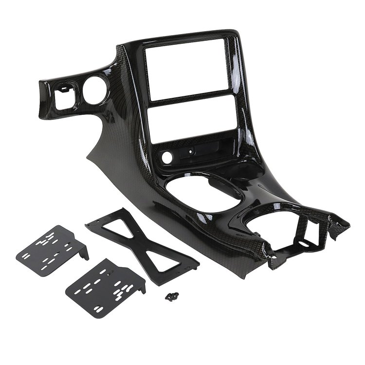 75592 Hydro Carbon Fiber Double DIN Conversion Console Bezel, 1997-2004 Chevy Corvette, Gloss Clear