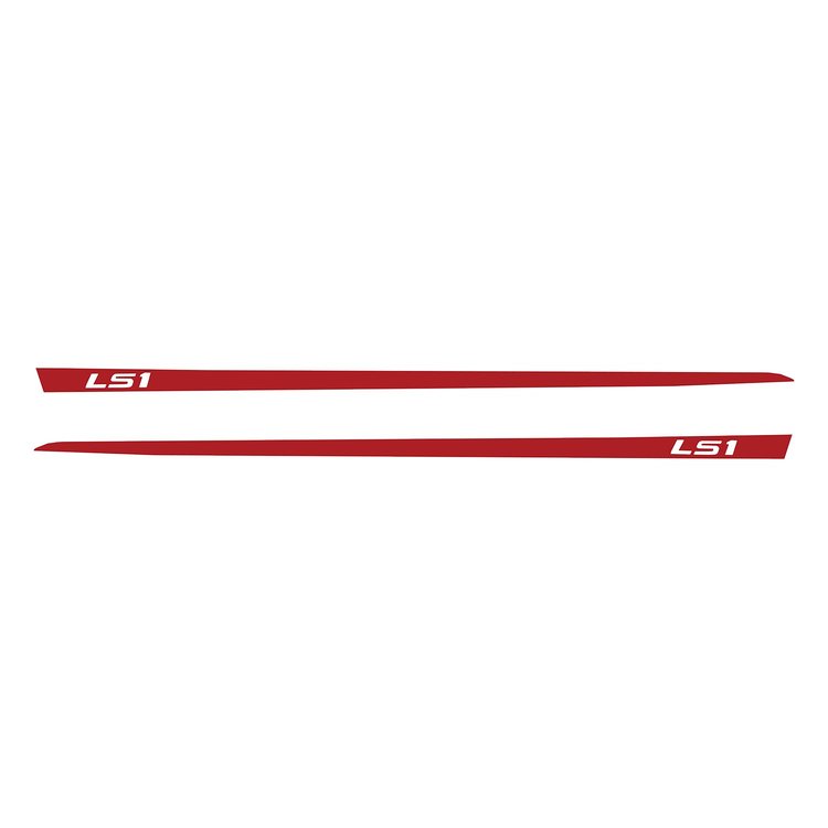 75624 Hood Stripe Decals, 1997-2004 Chevy Corvette, Gloss Red, LS1 Script