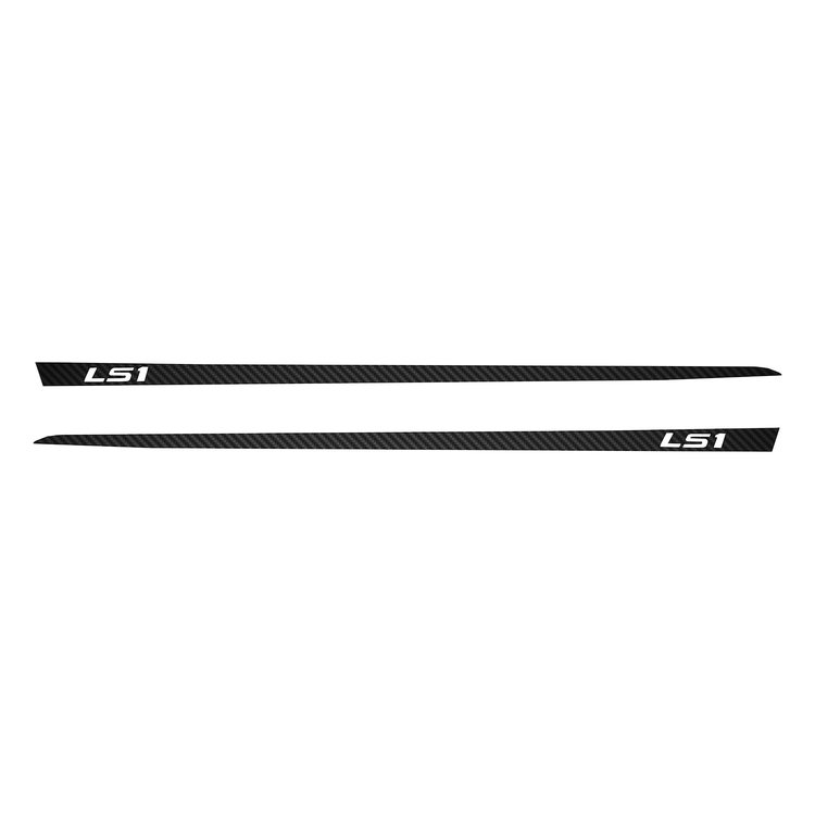 75636 Hood Stripe Decals, 1997-2004 Chevy Corvette, Black Carbon Fiber, LS1 Script