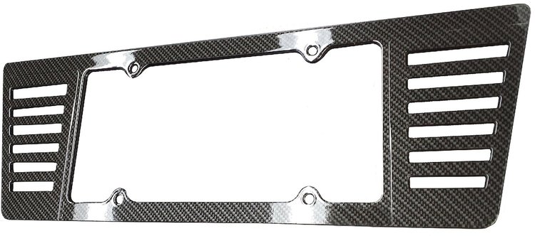 76071 Hydro Carbon Fiber ABS Angled Louvers License Plate Frame, 2005-2013 Chevy Corvette, Gloss Clear