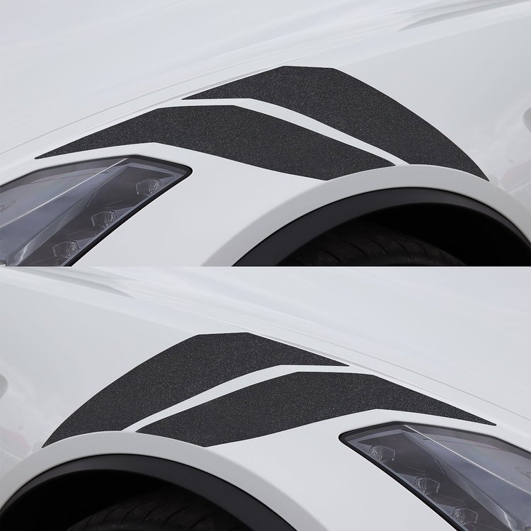 77020 GS Style Fender Accent Stripes, 2014-2019 Chevy Corvette, Gloss Carbon Flash Metallic, Left & Right Side