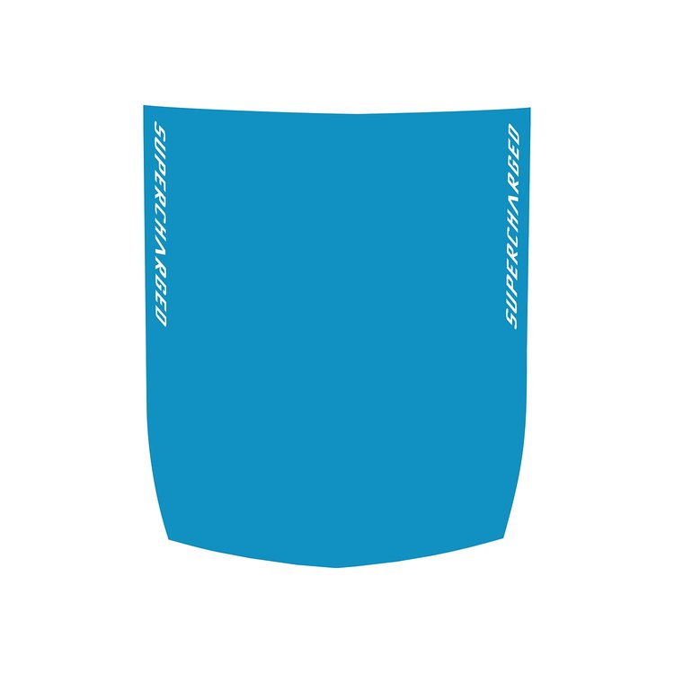 77037 Stinger Style Stripe, 2014-2019 Chevy Corvette, Supercharged Text Cutout Stripe, Gloss Tension Blue