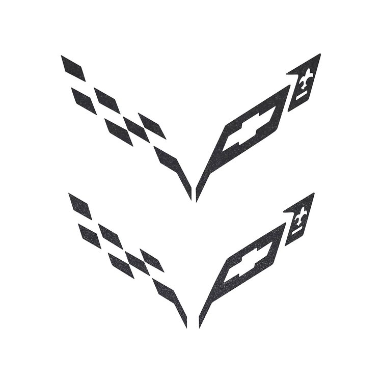 77240 Front/Rear Flag Emblem Insert Overlay Sets, 2014-2019 Chevy Corvette, Gloss Carbon Flash Metallic