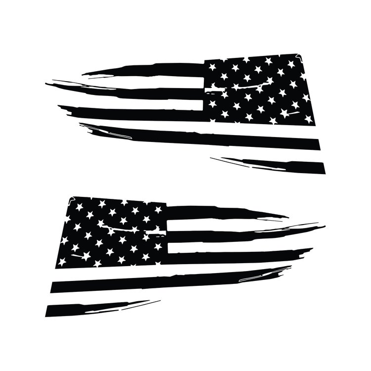 77248 Quarter Window Flag Decal, 2014-2019 Chevy Corvette, Gloss Black, Distressed USA Flag