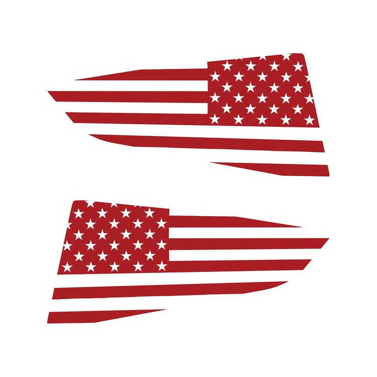 77249 Quarter Window Flag Decal, 2014-2019 Chevy Corvette, Gloss Red, Standard USA Flag