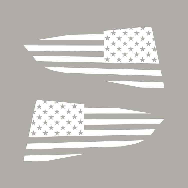 77251 Quarter Window Flag Decal, 2014-2019 Chevy Corvette, Gloss White, Standard USA Flag