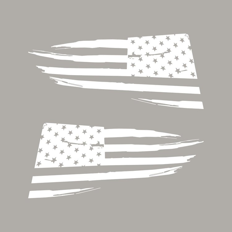 77252 Quarter Window Flag Decal, 2014-2019 Chevy Corvette, Gloss White, Distressed USA Flag