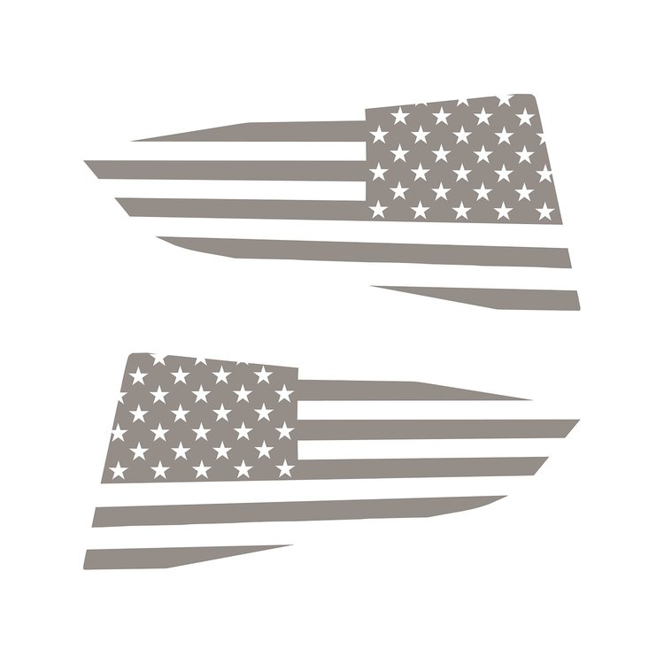 77253 Quarter Window Flag Decal, 2014-2019 Chevy Corvette, Gloss Silver, Standard USA Flag