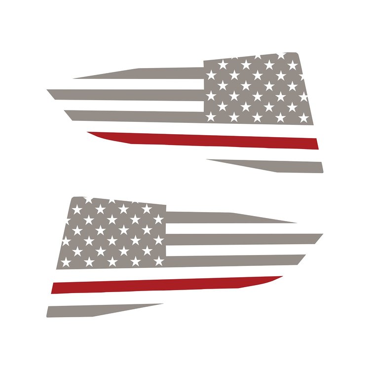 77255 Quarter Window Flag Decal, 2014-2019 Chevy Corvette, Gloss Silver, Std USA Flag W/Red Stripe
