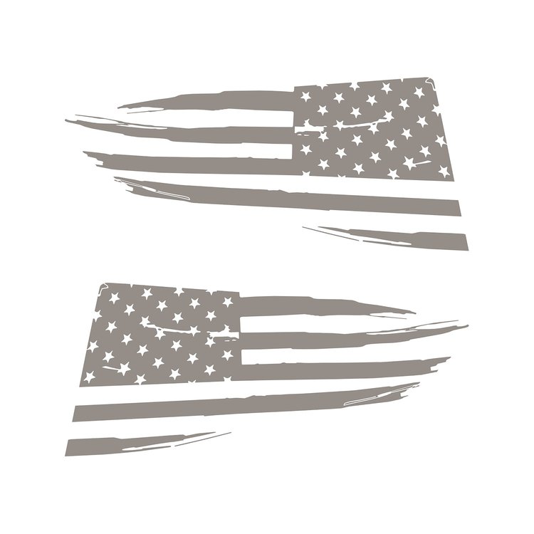 77256 Quarter Window Flag Decal, 2014-2019 Chevy Corvette, Gloss Silver, Distressed USA Flag