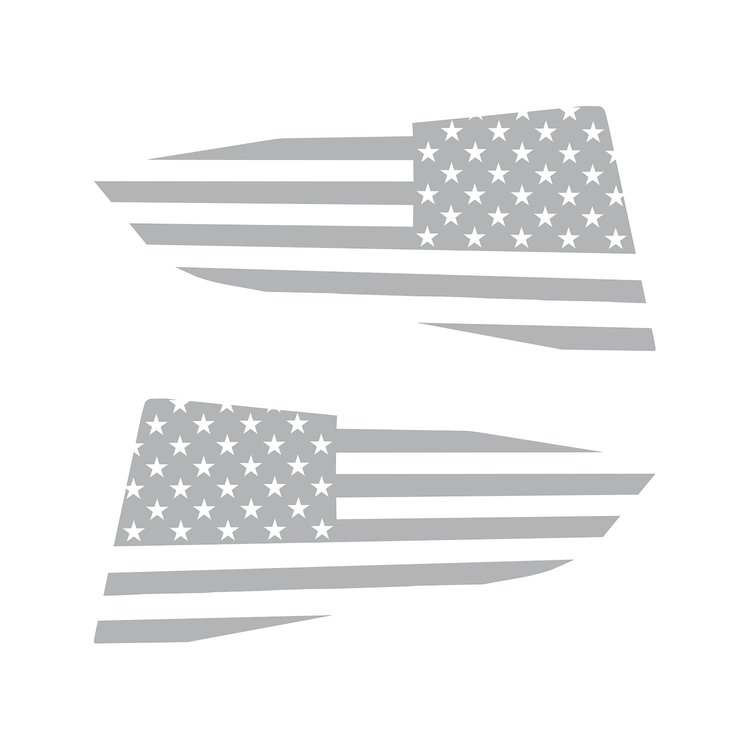 77257 Quarter Window Flag Decal, 2014-2019 Chevy Corvette, Gloss Gray, Standard USA Flag