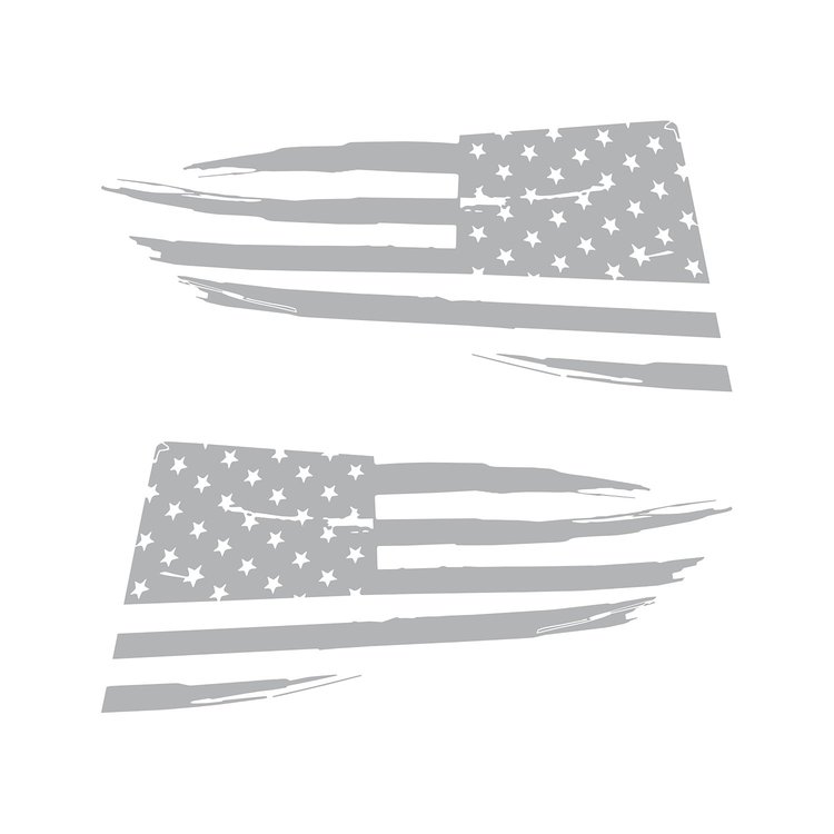 77258 Quarter Window Flag Decal, 2014-2019 Chevy Corvette, Gloss Gray, Distressed USA Flag