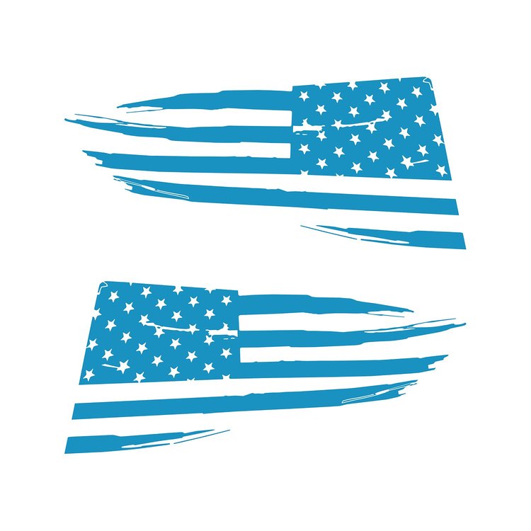 77260 Quarter Window Flag Decal, 2014-2019 Chevy Corvette, Gloss Tension Blue, Distressed USA Flag