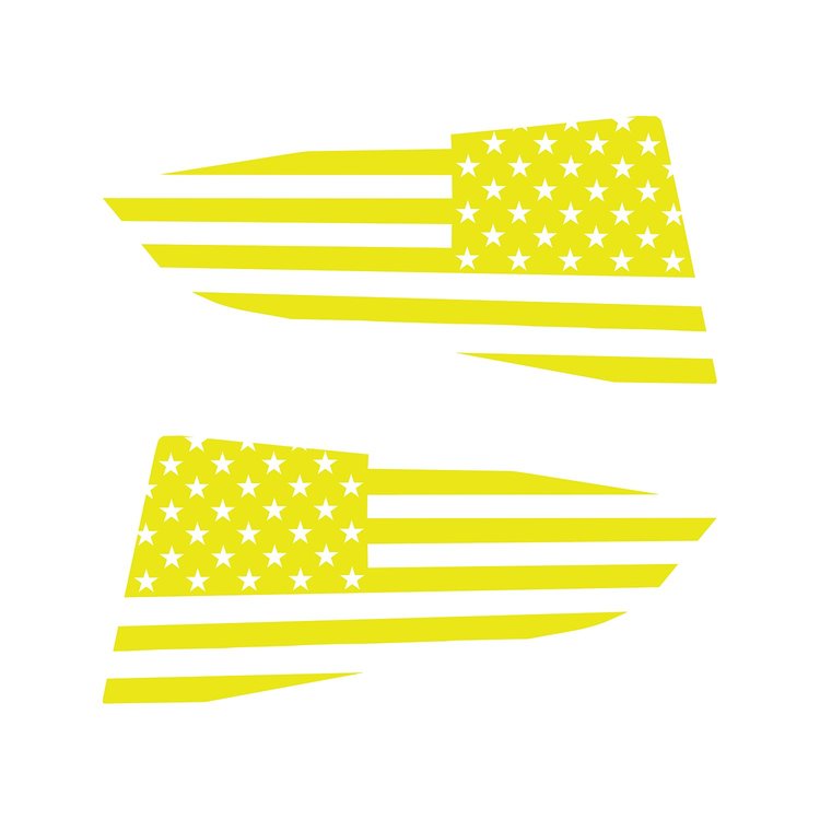 77261 Quarter Window Flag Decal, 2014-2019 Chevy Corvette, Gloss Yellow, Standard USA Flag